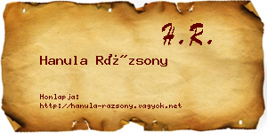 Hanula Rázsony névjegykártya